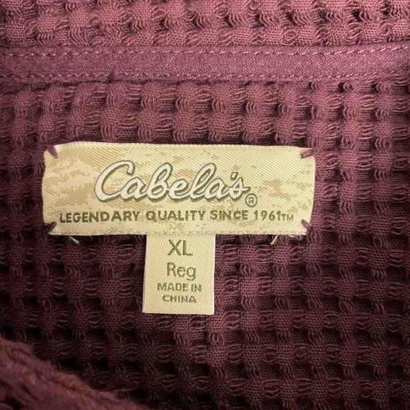 Cabela's | Waffle Knit Lightweight Jacket Purple Plum Toggle Tortoise Size XL - Picture 4 of 4